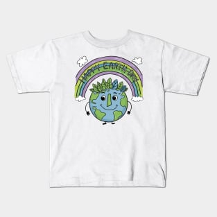 Happy Earth Day, Whimsical & Vibrant Cartoon Illustration Kids T-Shirt